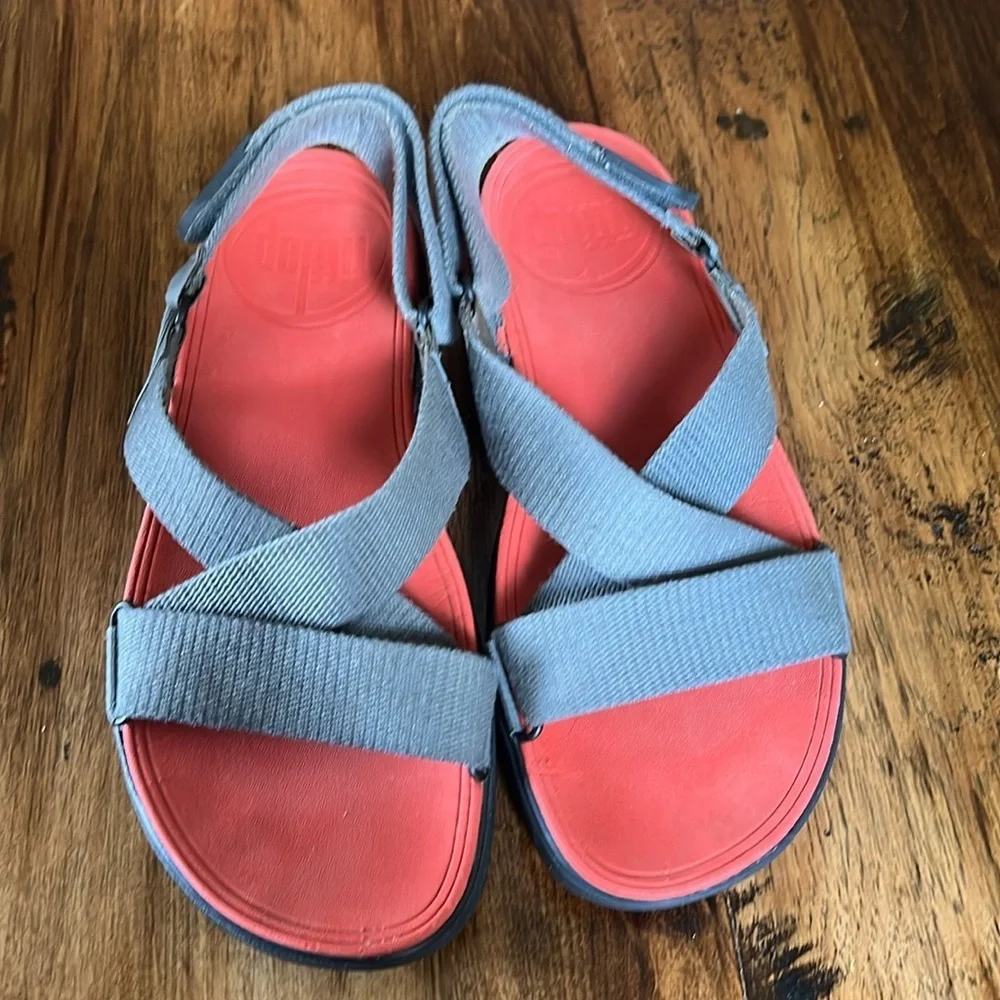 Fitflop Men’s 11 Sling Sandal Red Gray Comfort Shoe